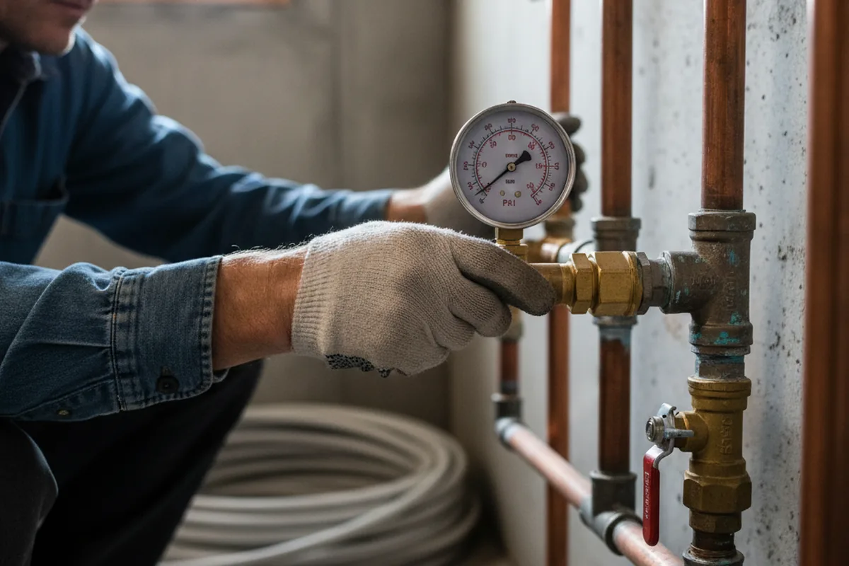Pressure testing a repaired line during Water Line Repair in Burgettstown